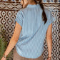 Stripe Denim Chambray Short Sleeve Button Down - Purpose + Passion Boutique