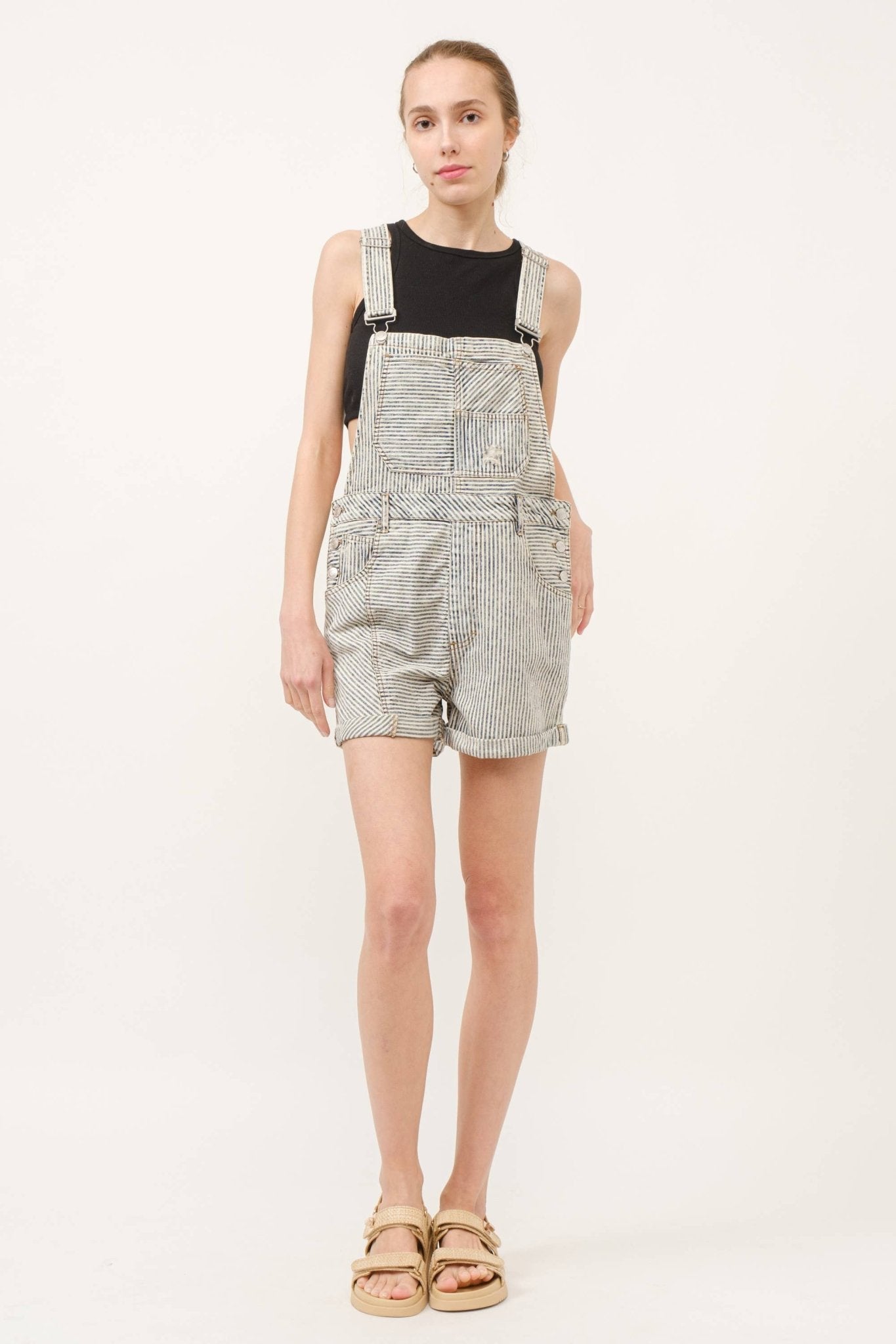 Stripe Denim Overall Shorts - Purpose + Passion Boutique