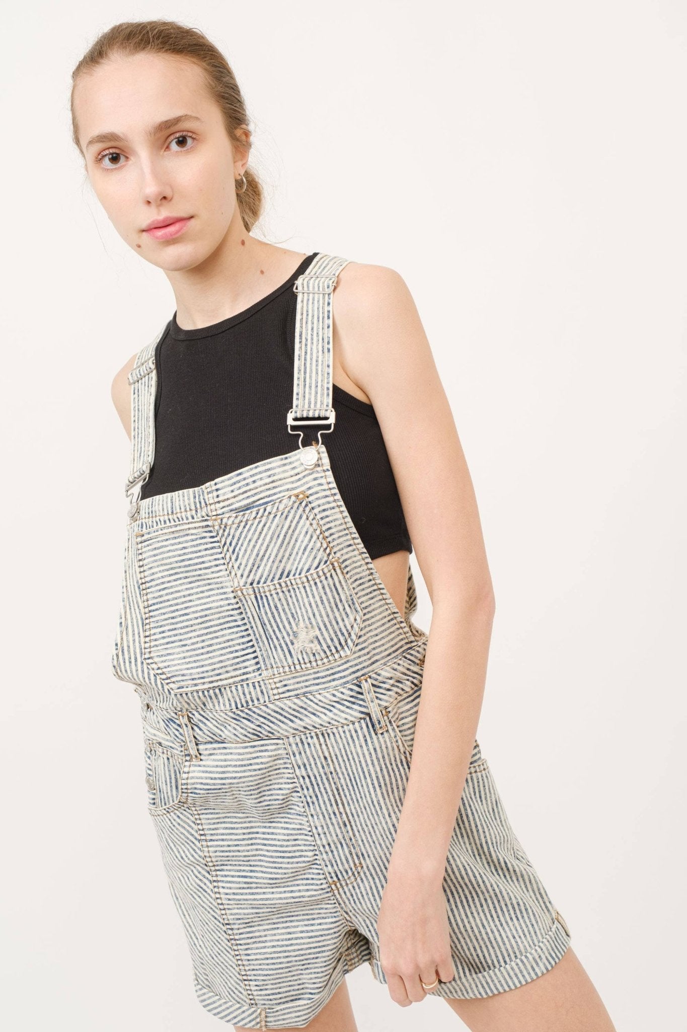 Stripe Denim Overall Shorts - Purpose + Passion Boutique