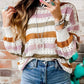 Stripe Hollow Knitted Loose Sweater - Purpose + Passion Boutique