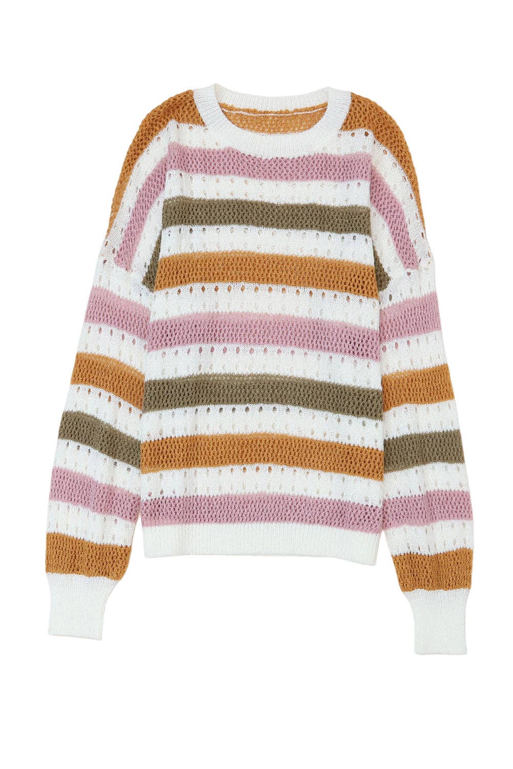 Stripe Hollow Knitted Loose Sweater - Purpose + Passion Boutique