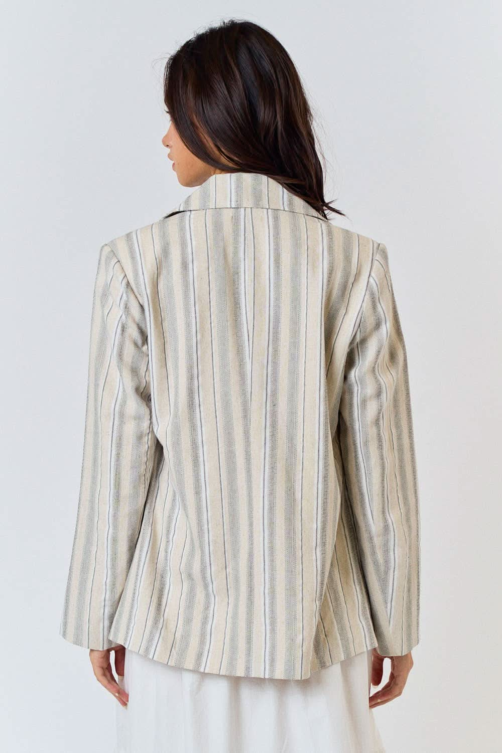 Stripe Linen Button Front Blazer - Purpose + Passion Boutique