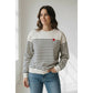 Striped Black/Cream with Heart Sweatshirt - Purpose + Passion Boutique