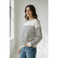 Striped Black/Cream with Heart Sweatshirt - Purpose + Passion Boutique