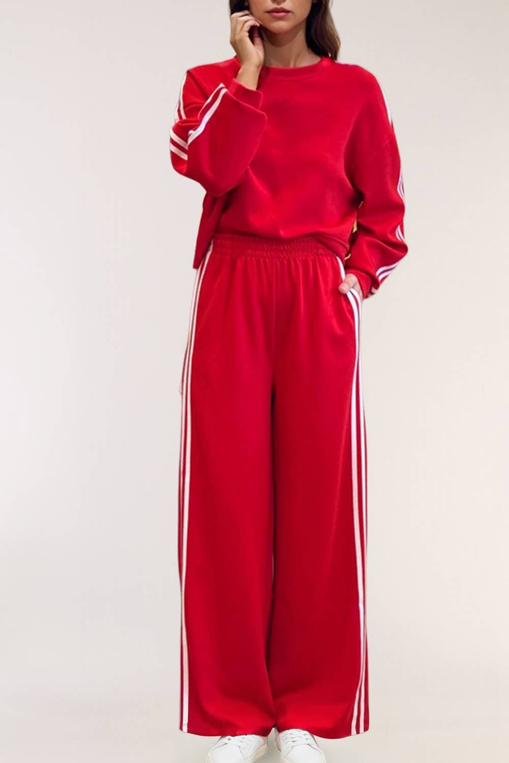 Striped Detail Pullover Elastic Sweats (2pcs) - Purpose + Passion Boutique