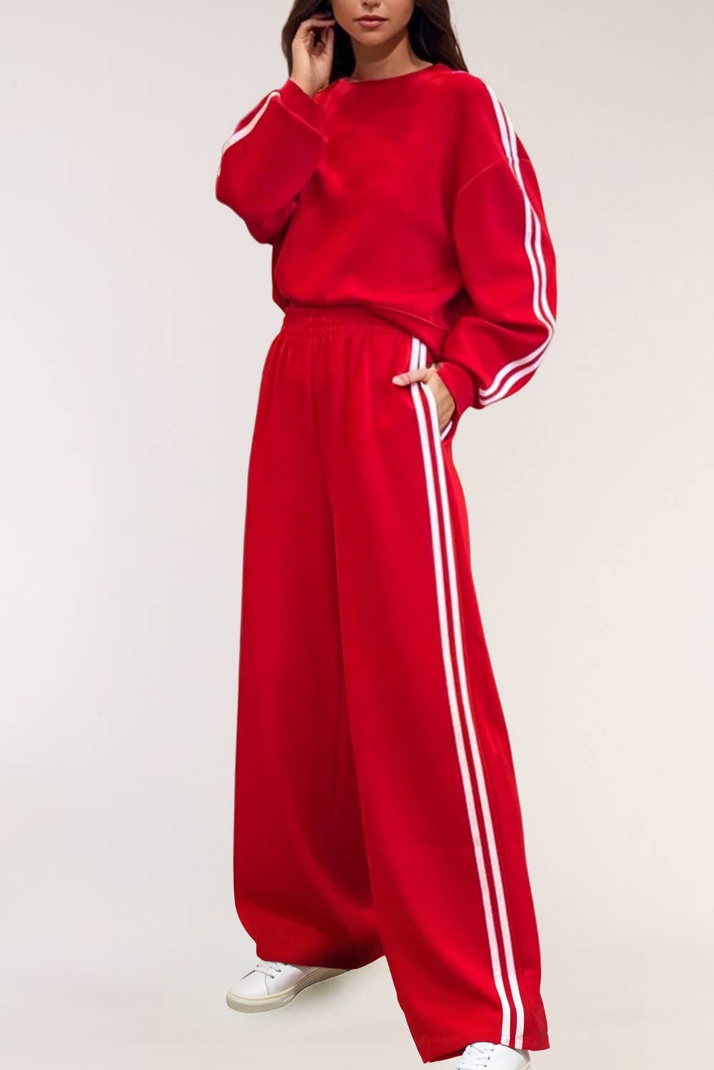 Striped Detail Pullover Elastic Sweats (2pcs) - Purpose + Passion Boutique