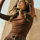 Striped Floral Lace Ruched Mock - Neck Bodysuit - Purpose + Passion Boutique
