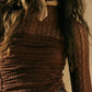 Striped Floral Lace Ruched Mock - Neck Bodysuit - Purpose + Passion Boutique