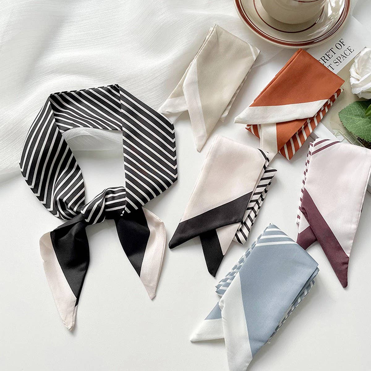 Striped Skinny Hair Tie Scarf - Purpose + Passion Boutique