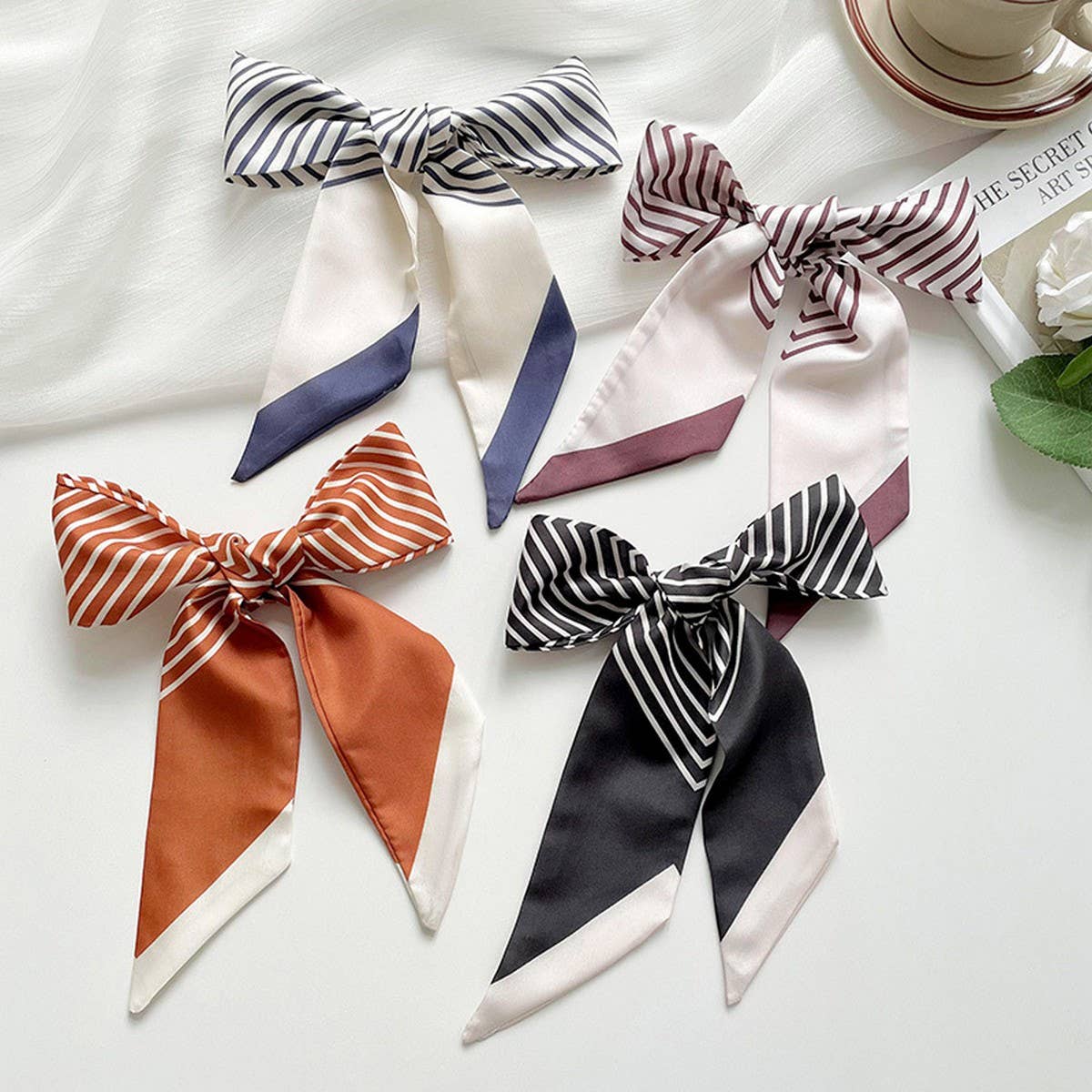 Striped Skinny Hair Tie Scarf - Purpose + Passion Boutique