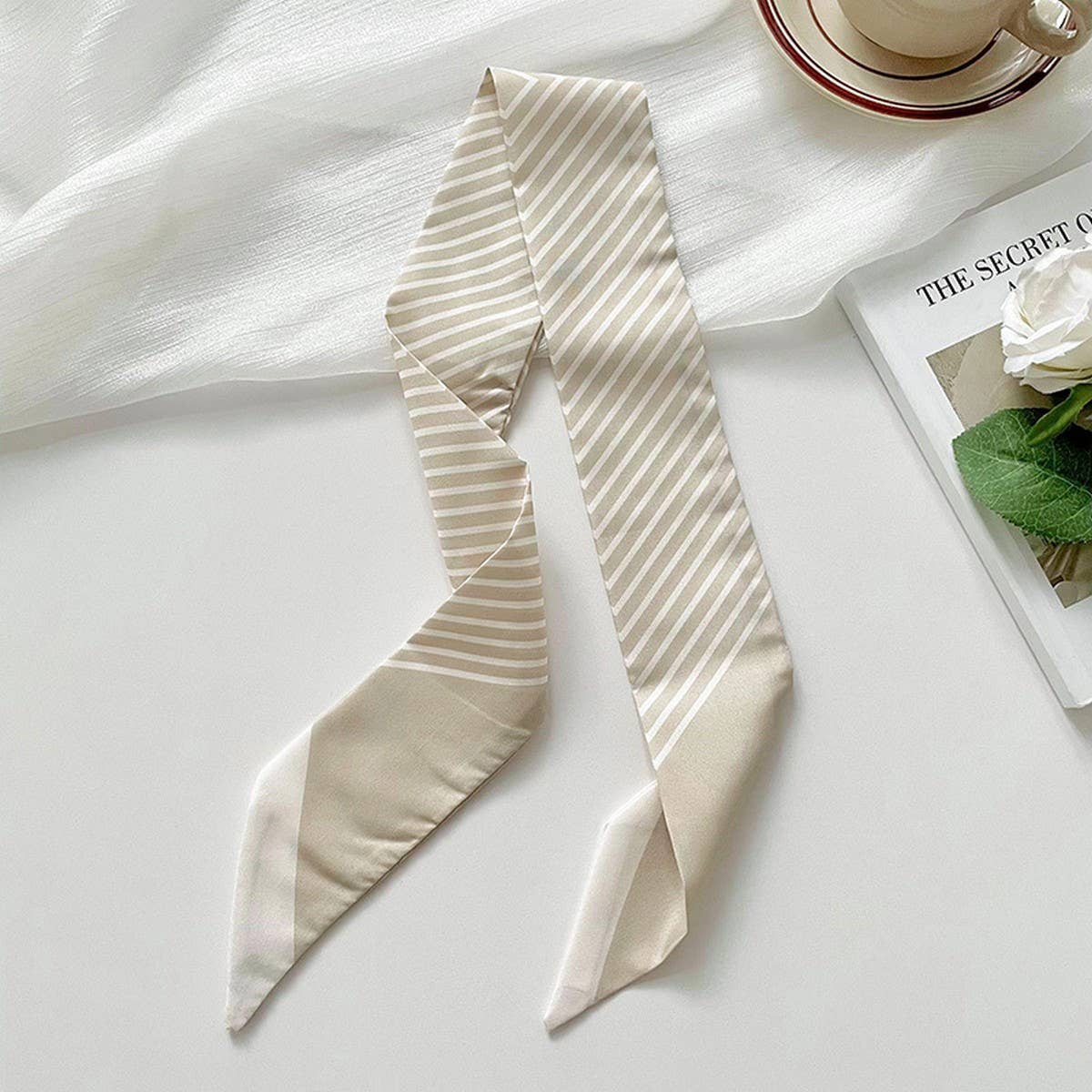Striped Skinny Hair Tie Scarf - Purpose + Passion Boutique