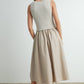 Striped Taupe / Ivory Sleeveless Maxi Dress with Pockets - Purpose + Passion Boutique