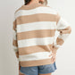 Stripped Taupe / Ivory Polo Sweater - Purpose + Passion Boutique