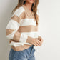 Stripped Taupe / Ivory Polo Sweater - Purpose + Passion Boutique