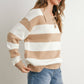 Stripped Taupe / Ivory Polo Sweater - Purpose + Passion Boutique