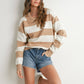 Stripped Taupe / Ivory Polo Sweater - Purpose + Passion Boutique