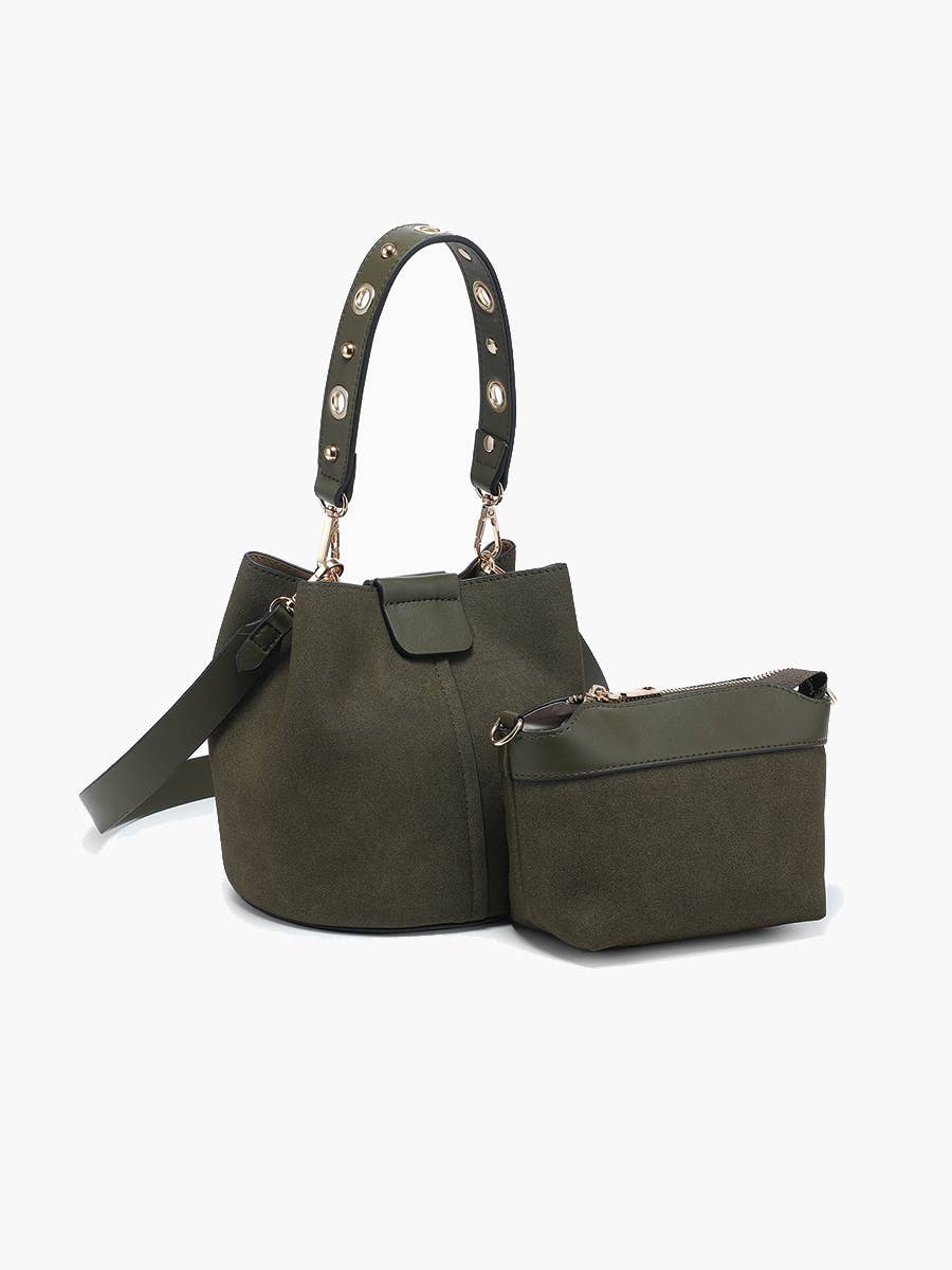 Suede Bucket Bag w/ Top Handle & Inner Bag - Purpose + Passion Boutique