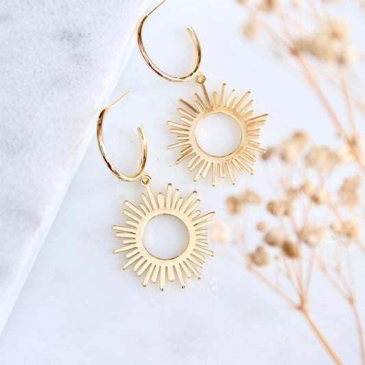 Sun Hoop Earrings - Purpose + Passion Boutique