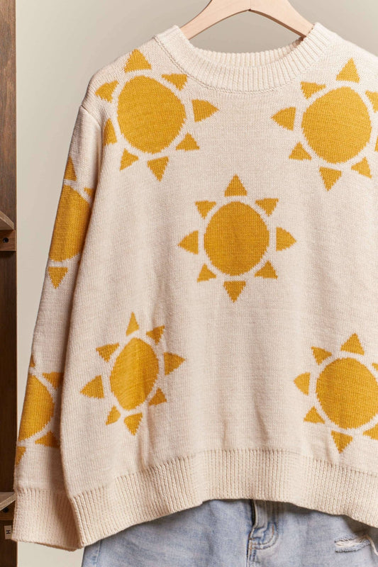 Sun Patched Loose Fit Sweater - Purpose + Passion Boutique
