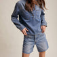 Sun - washed Blue Western - Inspired Denim Shirt - Purpose + Passion Boutique