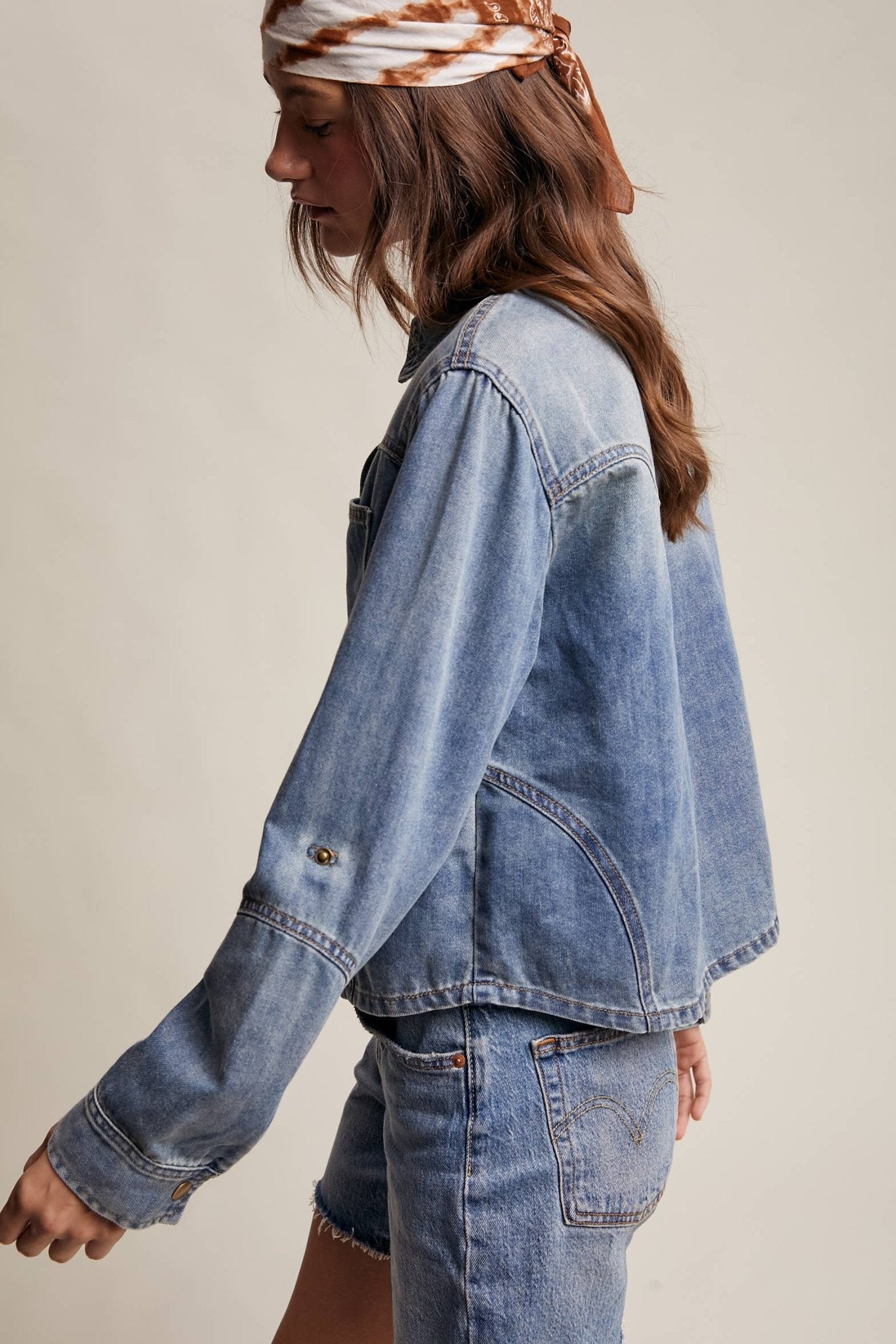 Sun - washed Blue Western - Inspired Denim Shirt - Purpose + Passion Boutique