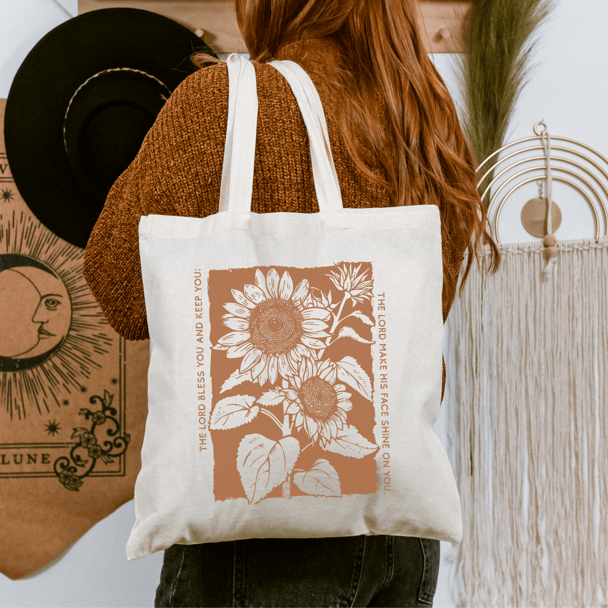 Sunflower Blessing Scripture Canvas Tote - Purpose + Passion Boutique