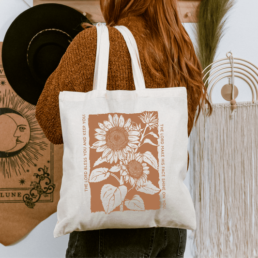 Sunflower Blessing Scripture Canvas Tote - Purpose + Passion Boutique