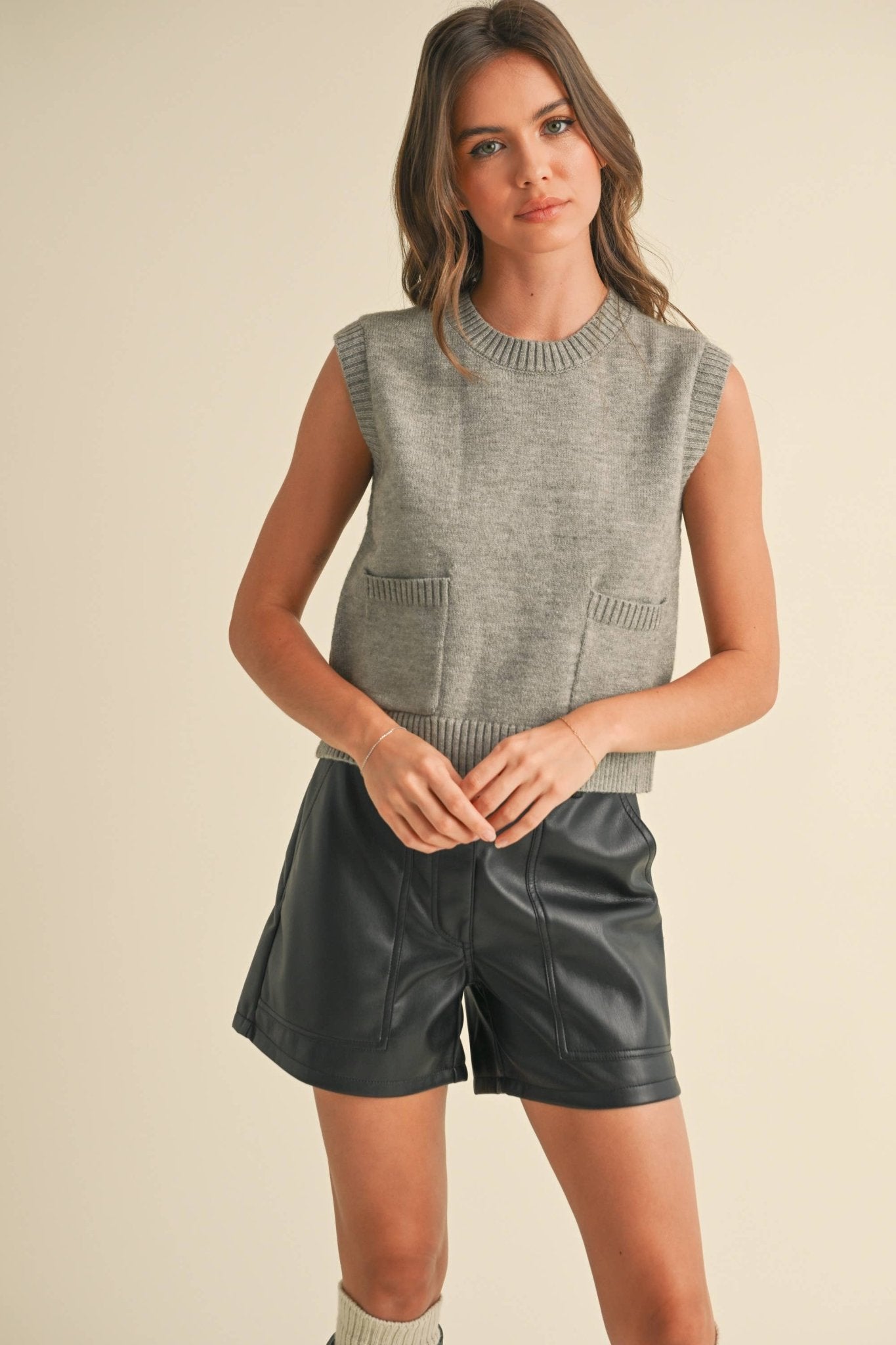 Sweater Vest with Pocket Detail - Purpose + Passion Boutique