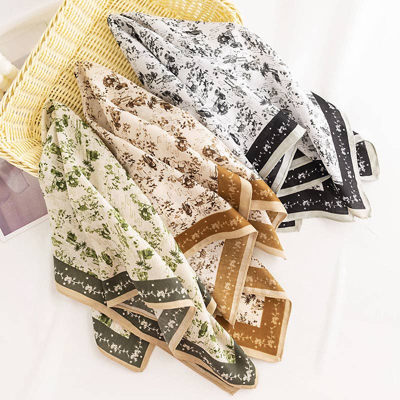Sweet Floral Print Small Square Scarf - Purpose + Passion Boutique