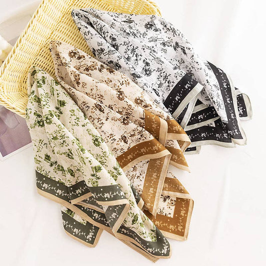 Sweet Floral Print Small Square Scarf - Purpose + Passion Boutique