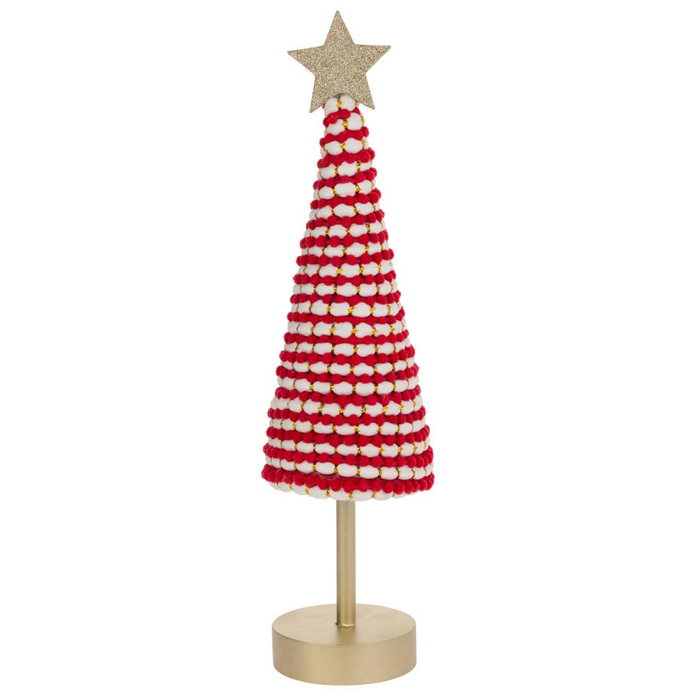 Tall Red & White Cone Tree With Star - 15.75" - Purpose + Passion Boutique