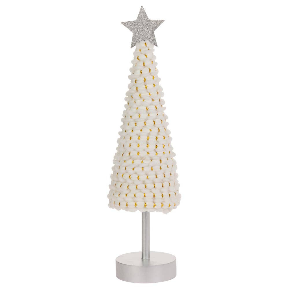 Tall White & Gold Cone Tree With Star - 15.75" - Purpose + Passion Boutique