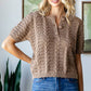 Tan Cable Knit Short Sleeve Sweater - Purpose + Passion Boutique