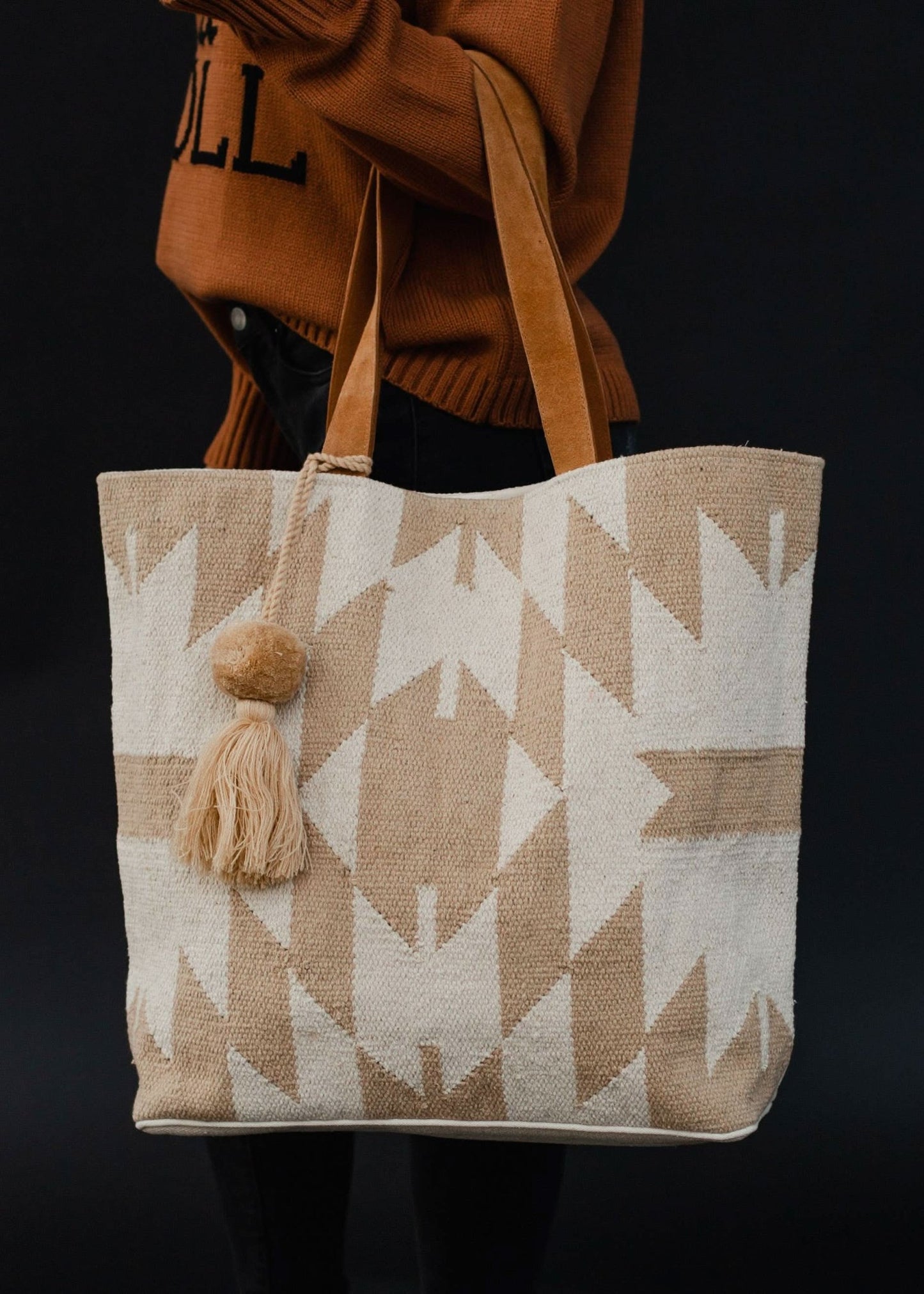 Tan & Cream Aztec Tote - Purpose + Passion Boutique