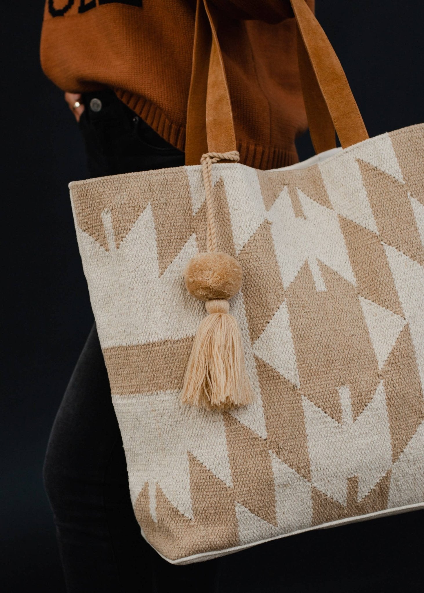 Tan & Cream Aztec Tote - Purpose + Passion Boutique