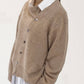 Taupe Diagonally Buttoned Irregular Crewneck Knit Top - Purpose + Passion Boutique