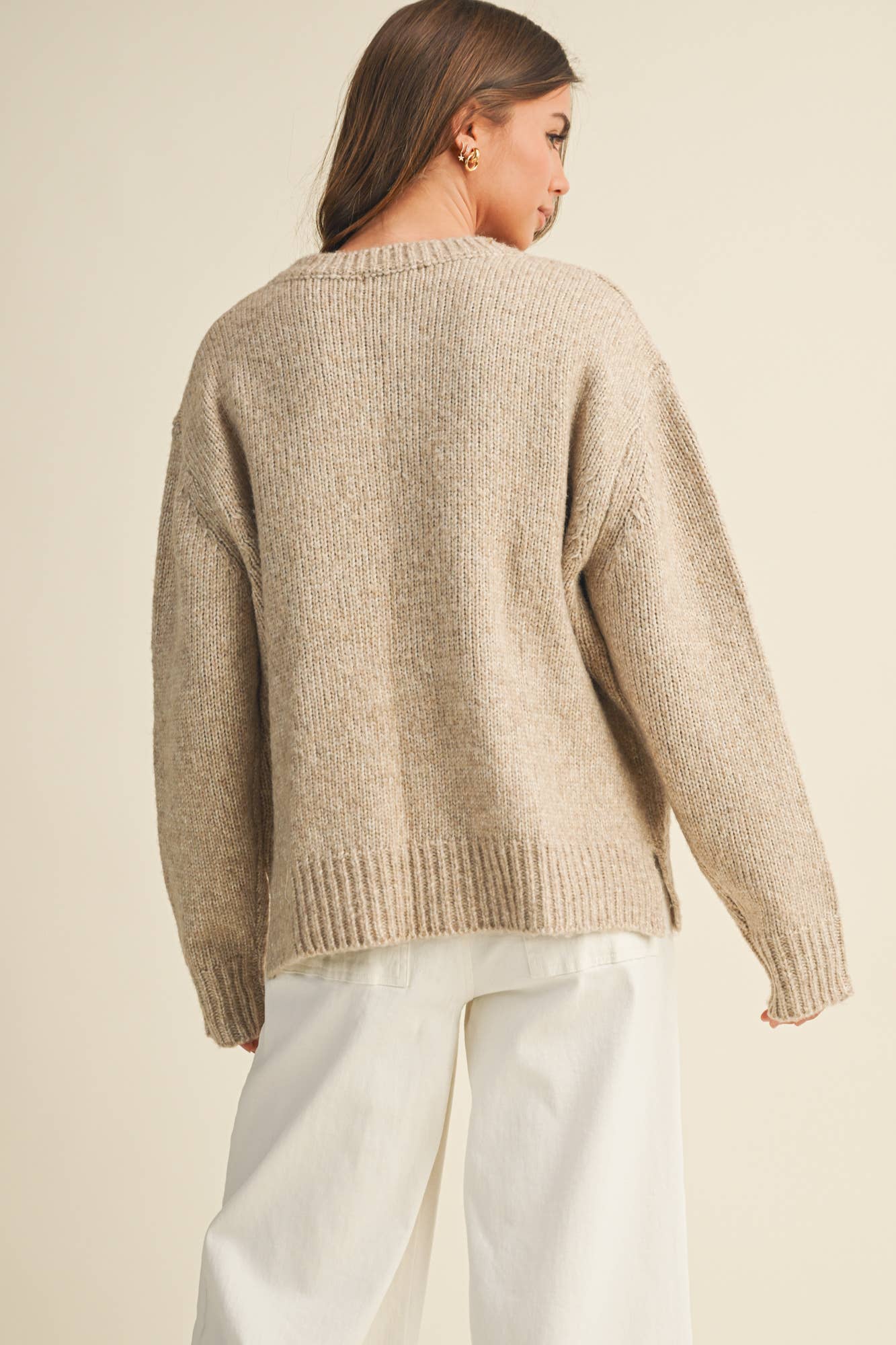 Taupe Front Patch Pocket Sweater - Purpose + Passion Boutique