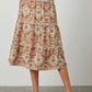 Taupe Print Lace Trim Skirt - Purpose + Passion Boutique