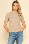 Taupe Soft Yarn Short Sleeve Sweater - Purpose + Passion Boutique