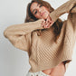 Taupe Solid Cable Knit Sweater - Purpose + Passion Boutique