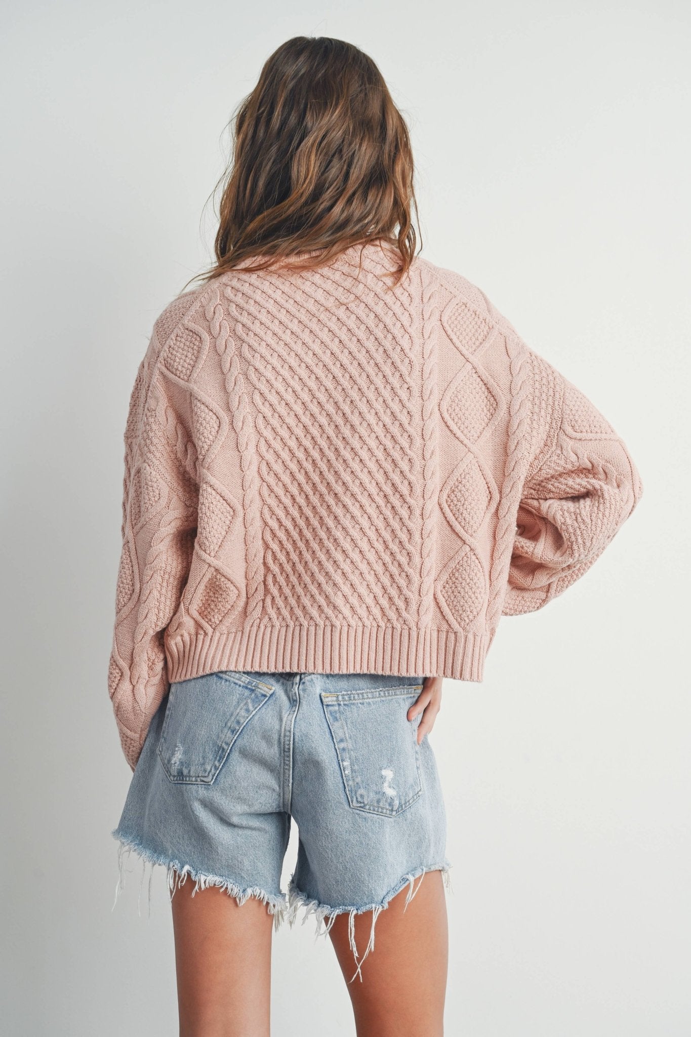 Taupe Solid Cable Knit Sweater - Purpose + Passion Boutique