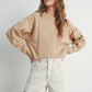Taupe Solid Cable Knit Sweater - Purpose + Passion Boutique