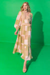 Taupe/Green/Coral Colorblock Midi Dress - Purpose + Passion Boutique