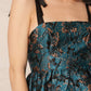 Teal Black Tie Shoulder Floral Jacquard Tulle Mini Dress - Purpose + Passion Boutique