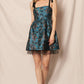 Teal Black Tie Shoulder Floral Jacquard Tulle Mini Dress - Purpose + Passion Boutique