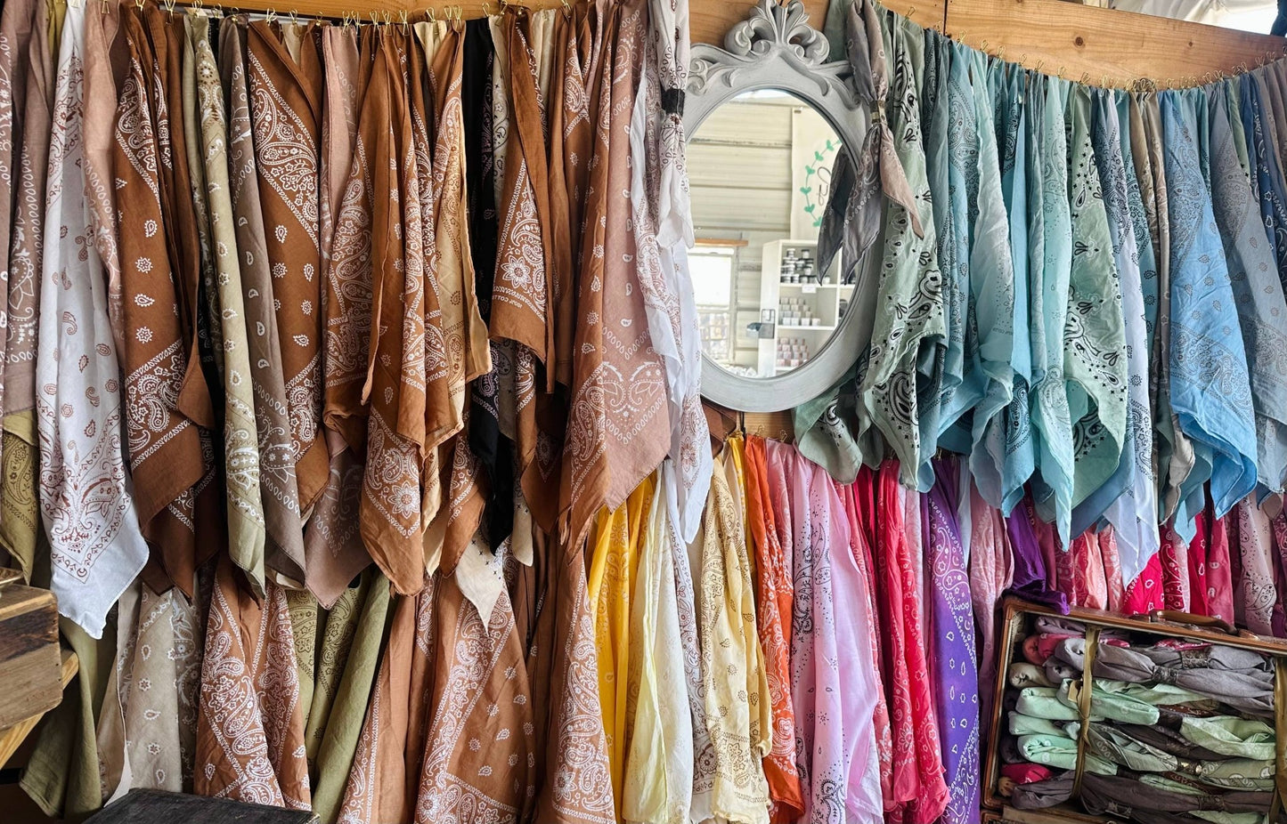 Terracotta Hues Hand Dyed Bandanas w/Leather Slide - Purpose + Passion Boutique