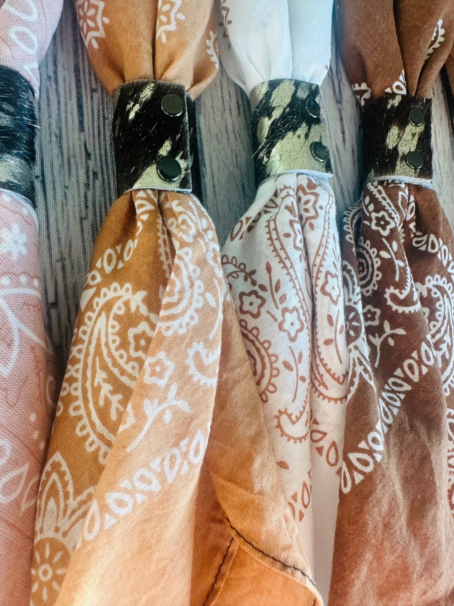 Terracotta Hues Hand Dyed Bandanas w/Leather Slide - Purpose + Passion Boutique