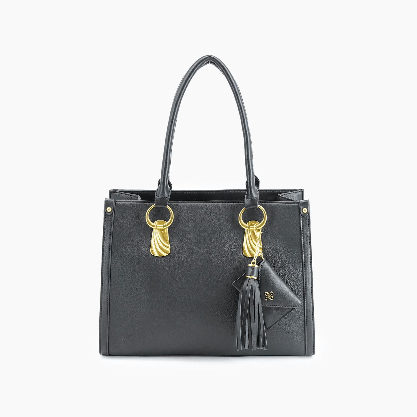 Tessa Black Tassel Top Handle Tote Bag - Purpose + Passion Boutique