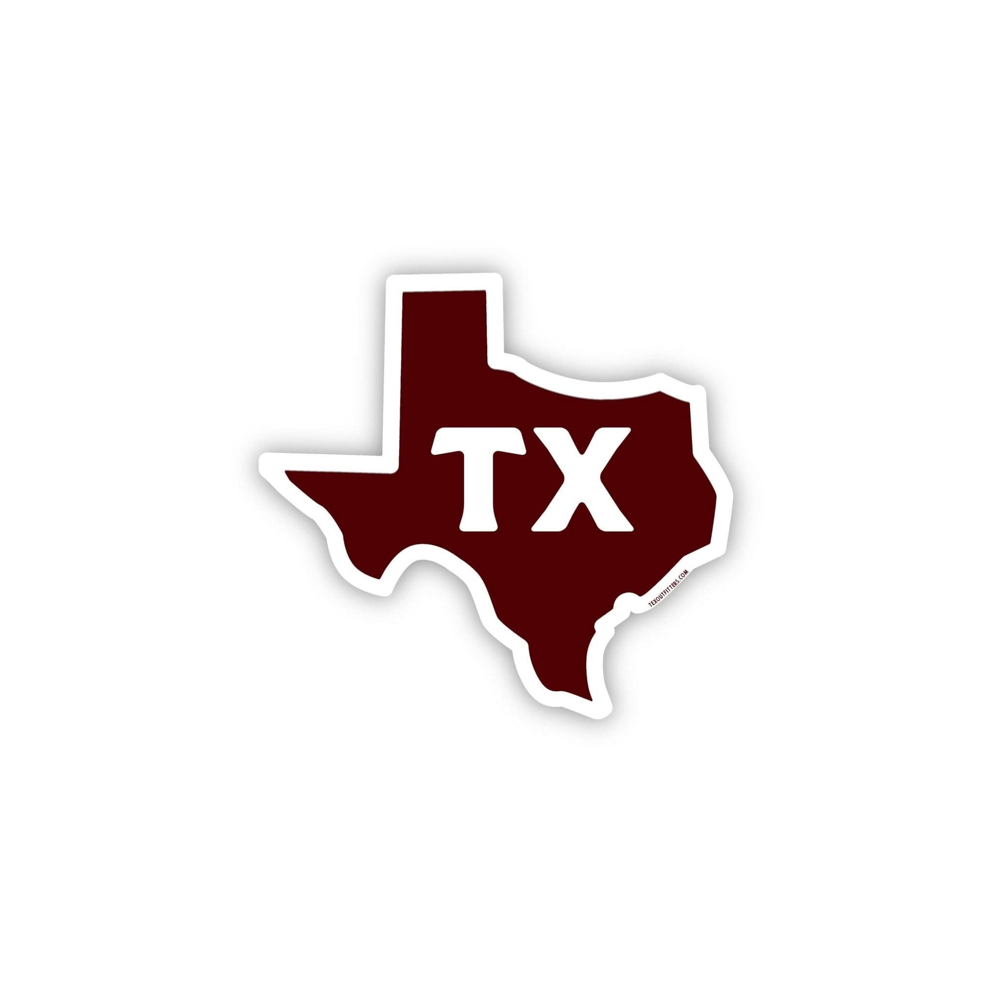 Texas Outline in Maroon Sticker - Purpose + Passion Boutique