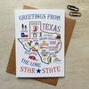 Texas State Illustrated Map Greeting Card - Purpose + Passion Boutique